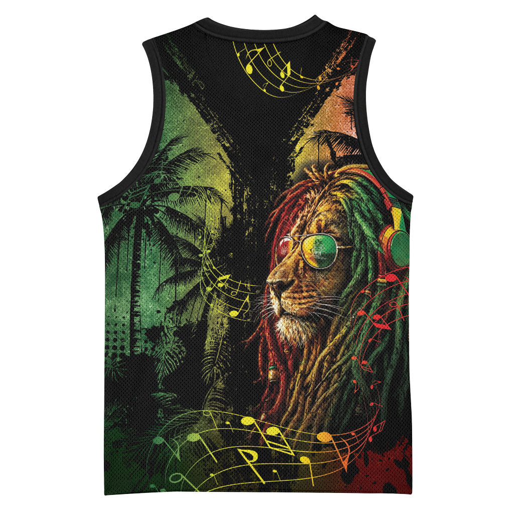 One Love Bahamas Basketball Jersey Rastafarian Lion Reggae Grunge Style