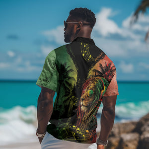 One Love Bahamas Hawaiian Shirt Rastafarian Lion Reggae Grunge Style