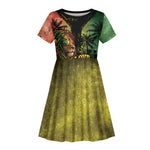 One Love Bahamas Kid Short Sleeve Dress Rastafarian Lion Reggae Grunge Style