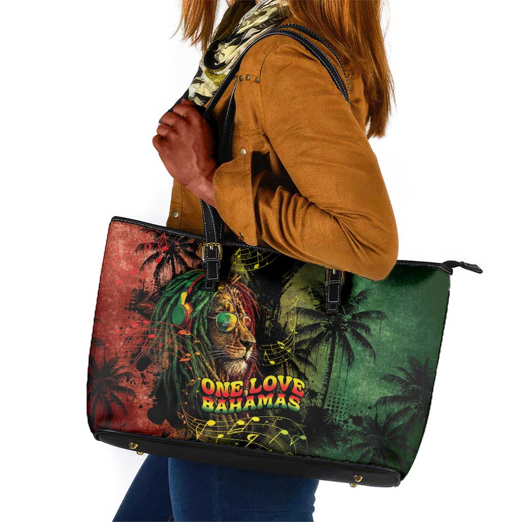 One Love Bahamas Leather Tote Bag Rastafarian Lion Reggae Grunge Style