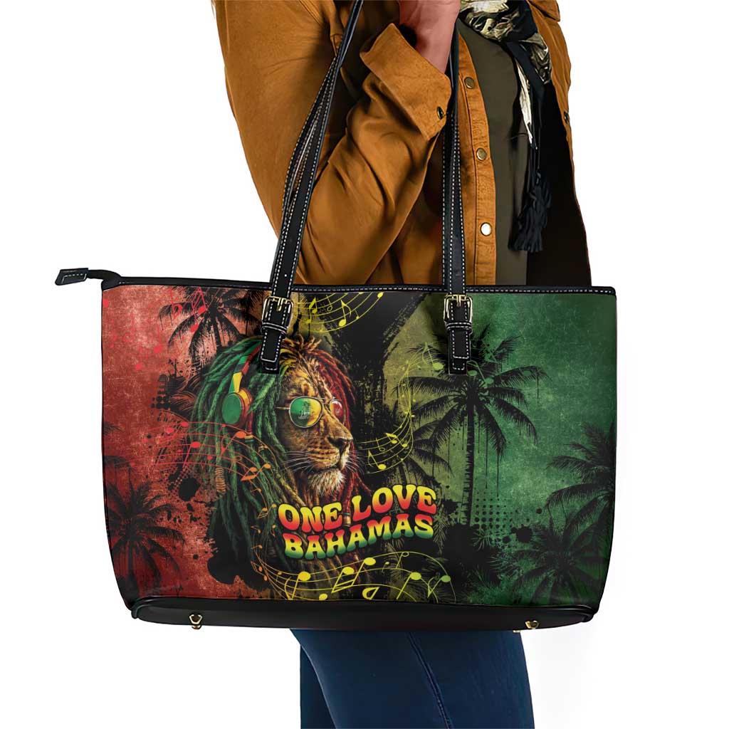 One Love Bahamas Leather Tote Bag Rastafarian Lion Reggae Grunge Style