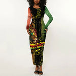 One Love Bahamas Long Sleeve Bodycon Dress Rastafarian Lion Reggae Grunge Style