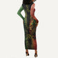 One Love Bahamas Long Sleeve Bodycon Dress Rastafarian Lion Reggae Grunge Style