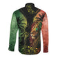 One Love Bahamas Long Sleeve Button Shirt Rastafarian Lion Reggae Grunge Style