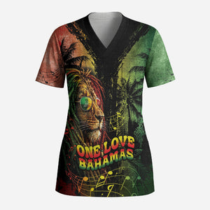 One Love Bahamas Scrub Top Rastafarian Lion Reggae Grunge Style