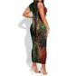 One Love Bahamas Short Sleeve Bodycon Dress Rastafarian Lion Reggae Grunge Style