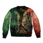 One Love Bahamas Sleeve Zip Bomber Jacket Rastafarian Lion Reggae Grunge Style