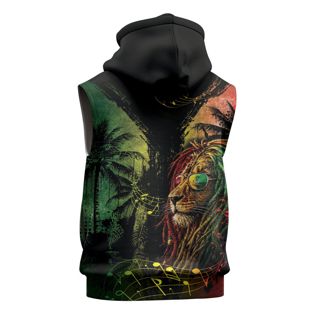 One Love Bahamas Sleeveless Hoodie Rastafarian Lion Reggae Grunge Style
