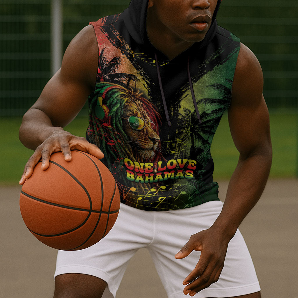 One Love Bahamas Sleeveless Hoodie Rastafarian Lion Reggae Grunge Style