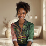 One Love Bahamas Women Casual Shirt Rastafarian Lion Reggae Grunge Style
