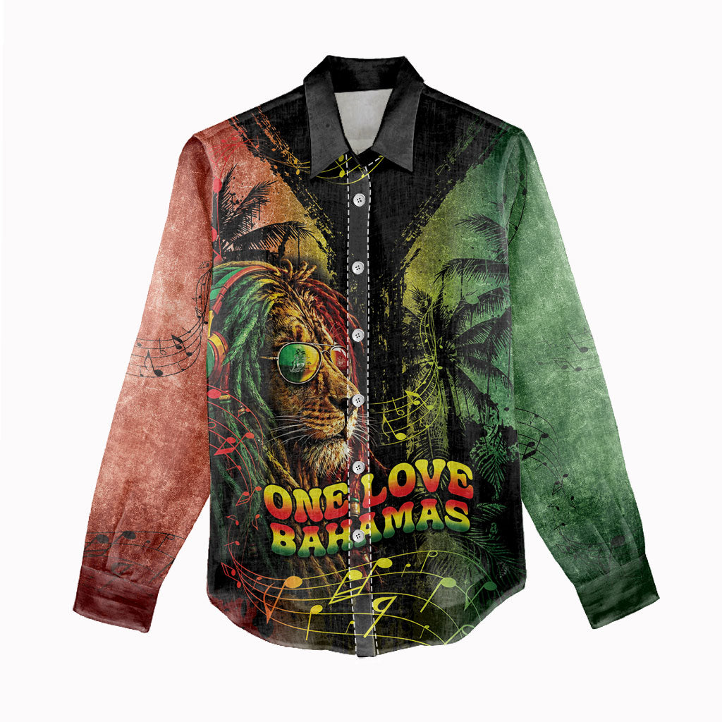 One Love Bahamas Women Casual Shirt Rastafarian Lion Reggae Grunge Style