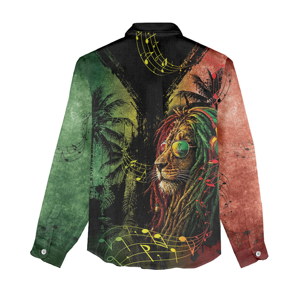 One Love Bahamas Women Casual Shirt Rastafarian Lion Reggae Grunge Style