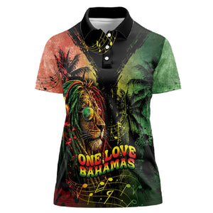 One Love Bahamas Women Polo Shirt Rastafarian Lion Reggae Grunge Style