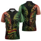 One Love Bahamas Zipper Polo Shirt Rastafarian Lion Reggae Grunge Style