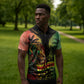 One Love Bahamas Zipper Polo Shirt Rastafarian Lion Reggae Grunge Style