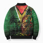 One Love Guyana Bomber Puffer Jacket Rastafarian Lion Reggae Grunge Style