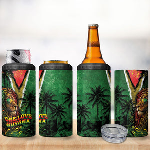 One Love Guyana 4 in 1 Can Cooler Tumbler Rastafarian Lion Reggae Grunge Style