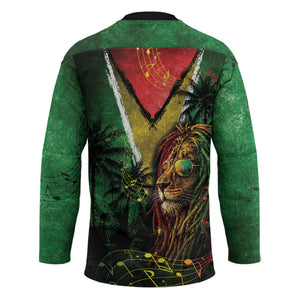 One Love Guyana Hockey Jersey Rastafarian Lion Reggae Grunge Style