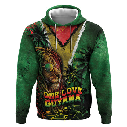 One Love Guyana Hoodie Rastafarian Lion Reggae Grunge Style