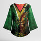 One Love Guyana Kimono Sleeve Blouse Rastafarian Lion Reggae Grunge Style