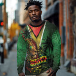 One Love Guyana Long Sleeve Shirt Rastafarian Lion Reggae Grunge Style