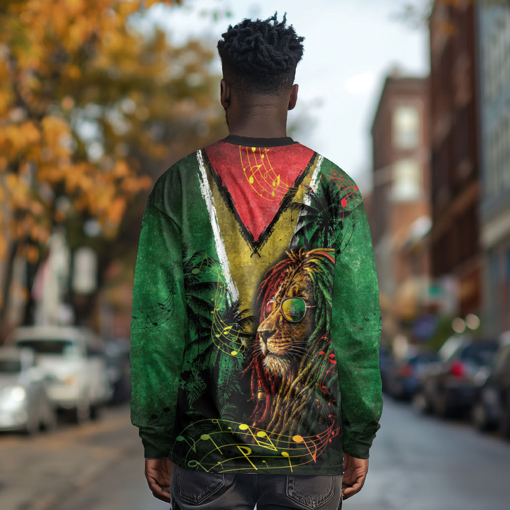One Love Guyana Long Sleeve Shirt Rastafarian Lion Reggae Grunge Style