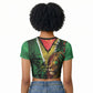 One Love Guyana Raglan Cropped T shirt Rastafarian Lion Reggae Grunge Style