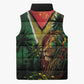 One Love Guyana Sleeveless Puffer Jacket Rastafarian Lion Reggae Grunge Style
