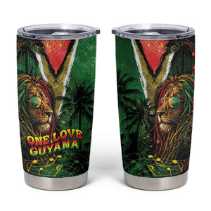 One Love Guyana Tumbler Cup Rastafarian Lion Reggae Grunge Style