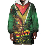 One Love Guyana Wearable Blanket Hoodie Rastafarian Lion Reggae Grunge Style
