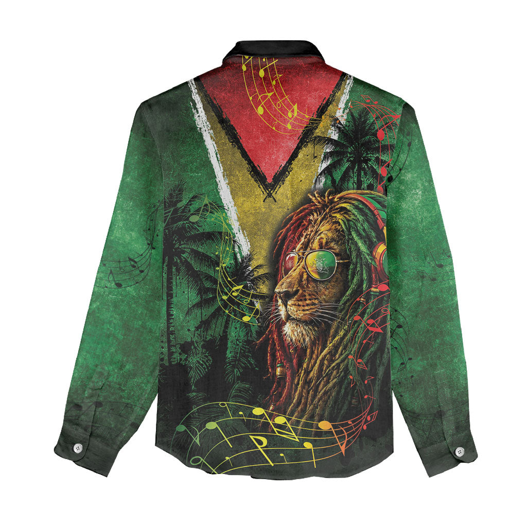 One Love Guyana Women Casual Shirt Rastafarian Lion Reggae Grunge Style