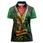 One Love Guyana Women Polo Shirt Rastafarian Lion Reggae Grunge Style