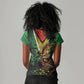 One Love Guyana Women V-Neck T-Shirt Rastafarian Lion Reggae Grunge Style