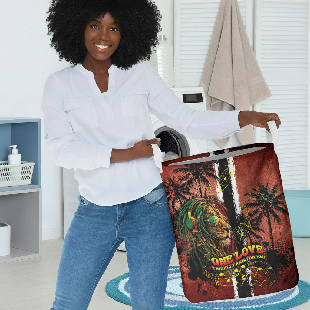 One Love Trinidad And Tobago Laundry Basket Rastafarian Lion Reggae Grunge Style