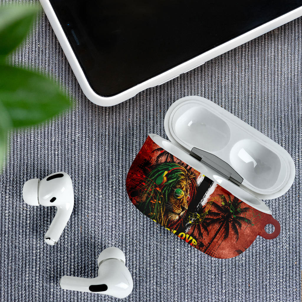 One Love Trinidad And Tobago AirPods Case Rastafarian Lion Reggae Grunge Style