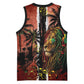 One Love Trinidad And Tobago Basketball Jersey Rastafarian Lion Reggae Grunge Style