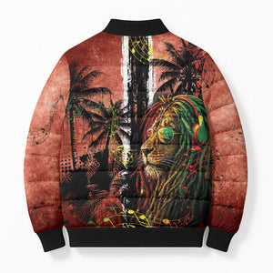 One Love Trinidad And Tobago Bomber Puffer Jacket Rastafarian Lion Reggae Grunge Style