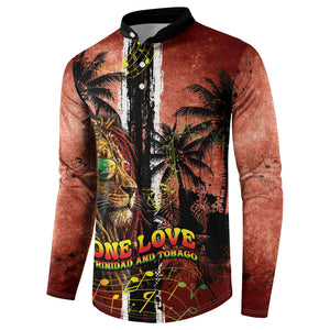 One Love Trinidad And Tobago Button Sweatshirt Rastafarian Lion Reggae Grunge Style