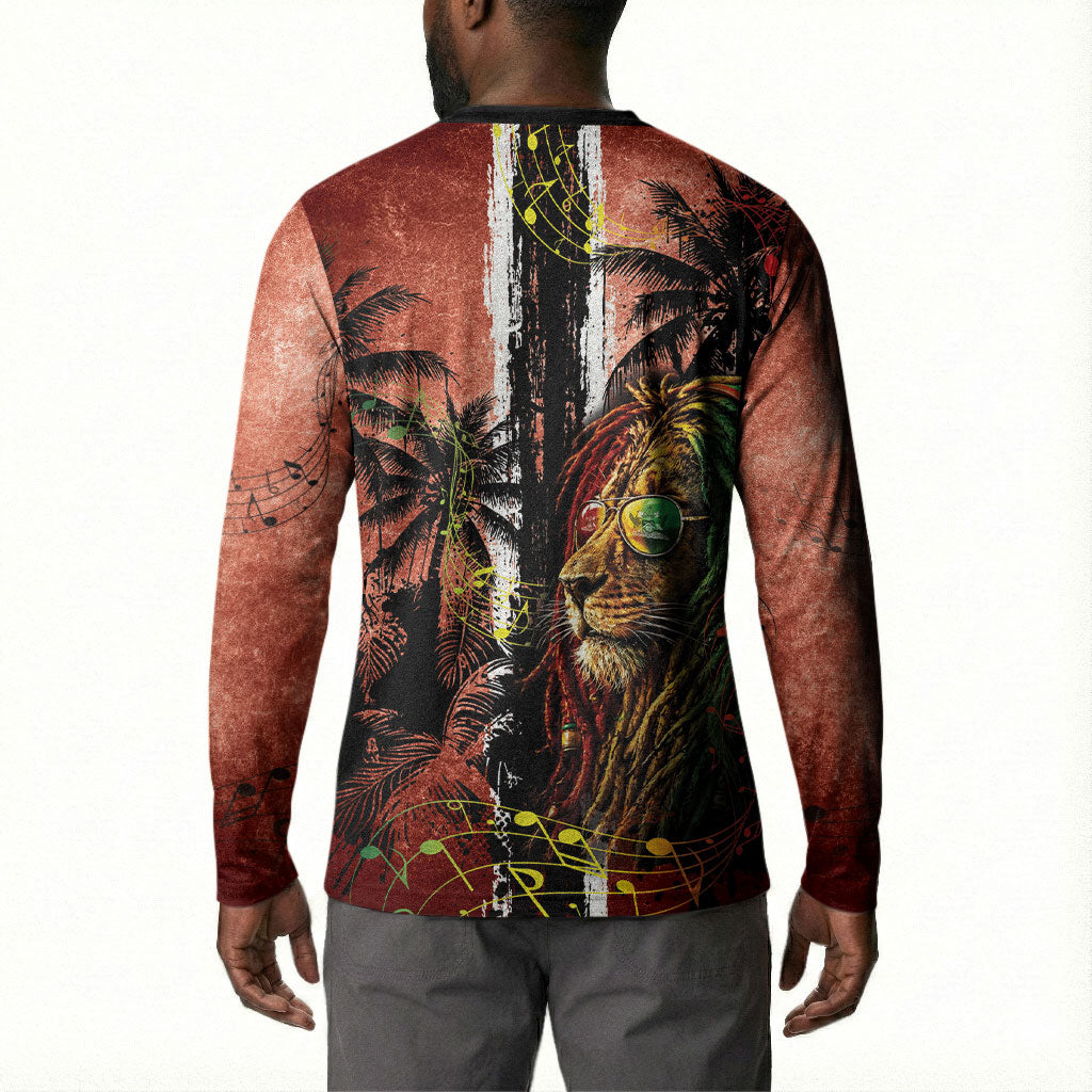 One Love Trinidad And Tobago Button Sweatshirt Rastafarian Lion Reggae Grunge Style