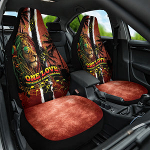 One Love Trinidad And Tobago Car Seat Cover Rastafarian Lion Reggae Grunge Style