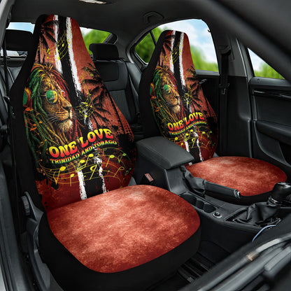 One Love Trinidad And Tobago Car Seat Cover Rastafarian Lion Reggae Grunge Style