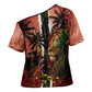 One Love Trinidad And Tobago Cross Shoulder Shirt Rastafarian Lion Reggae Grunge Style