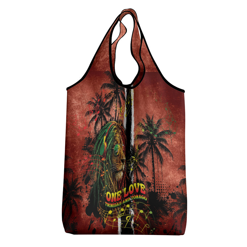 One Love Trinidad And Tobago Grocery Bag Rastafarian Lion Reggae Grunge Style