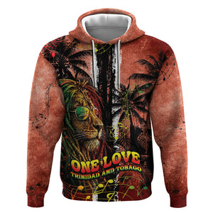 One Love Trinidad And Tobago Hoodie Rastafarian Lion Reggae Grunge Style