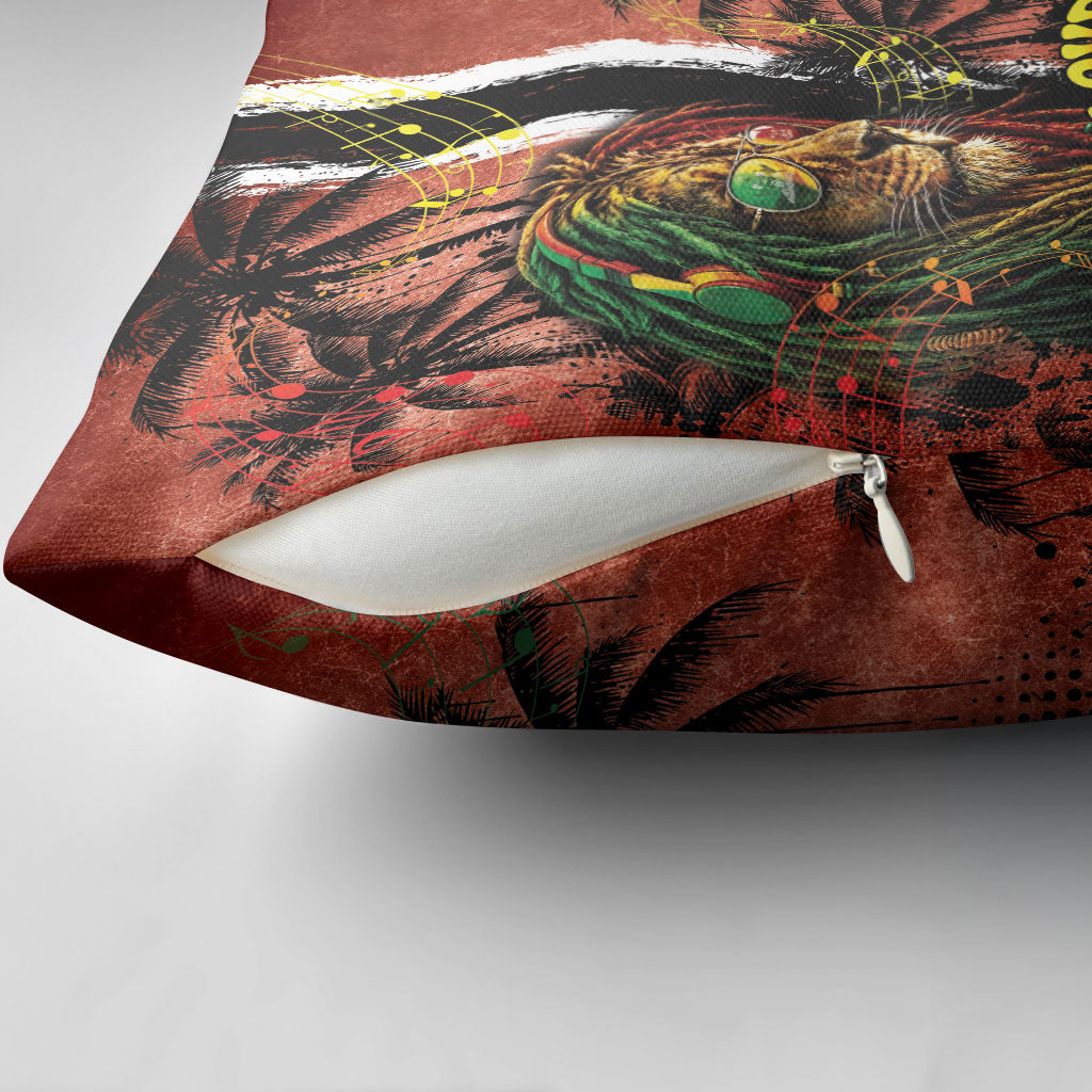 One Love Trinidad And Tobago Pillow Cover Rastafarian Lion Reggae Grunge Style