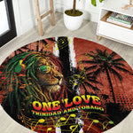 One Love Trinidad And Tobago Round Carpet Rastafarian Lion Reggae Grunge Style