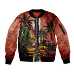 One Love Trinidad And Tobago Sleeve Zip Bomber Jacket Rastafarian Lion Reggae Grunge Style