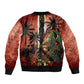 One Love Trinidad And Tobago Sleeve Zip Bomber Jacket Rastafarian Lion Reggae Grunge Style
