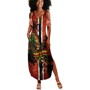 One Love Trinidad And Tobago Summer Maxi Dress Rastafarian Lion Reggae Grunge Style