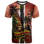 One Love Trinidad And Tobago T shirt Rastafarian Lion Reggae Grunge Style